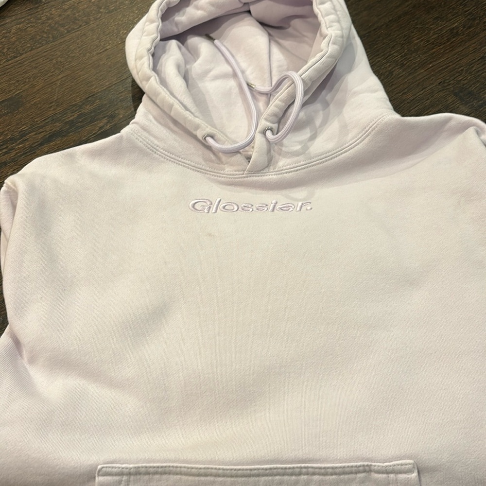 Light purple glossier hoodie! Used condition.